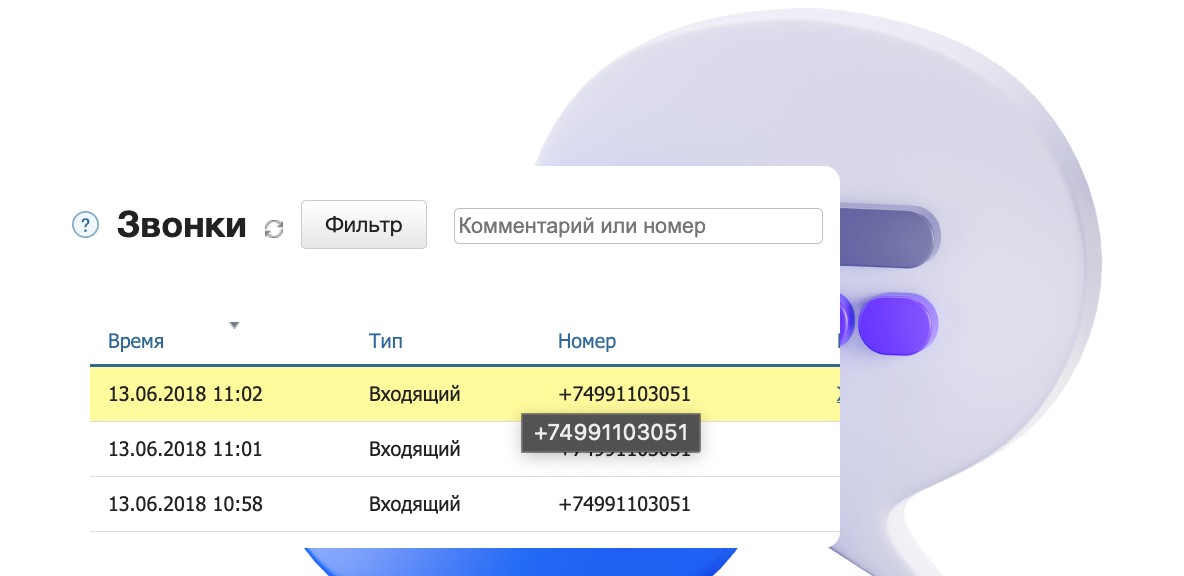 Свяжитесь с клиентом в один клик, прямо из его карточки