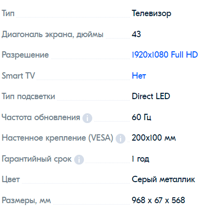 Характеристики